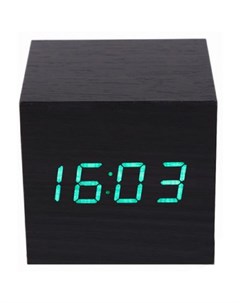 Часы электронные 869 деревянный куб с звуковым управлением черные Vst