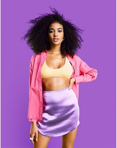 Фиолетовая блестящая атласная мини юбка с асимметричным подолом Asos design