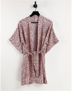 Атласный халат кимоно с принтом в горошек Cotton:on