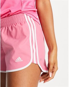 Розовые шорты для бега с тремя фирменными полосками adidas Adidas performance