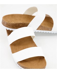 Эксклюзивные белые сандалии с фактурой под крокодила без застежки с двумя ремешками и формованной ст South beach