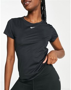 Черная облегающая футболка с короткими рукавами One Nike training