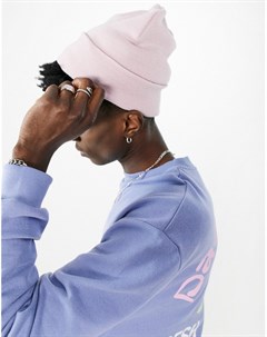 Бледно розовая шапка бини из тонкого трикотажа с широким отворотом Asos design