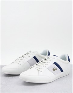 Белые кроссовки с темно синей отделкой Chaymon Lacoste
