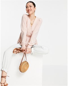 Розовая блузка с запахом и баской Aware Vero moda