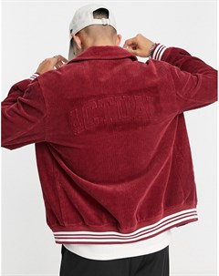 Красная вельветовая куртка харрингтон с тиснением на спине ASOS Actual Asos design