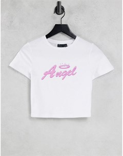 Белая облегающая футболка с принтом Angel Halloween Asos design