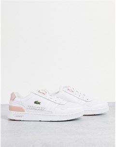 Белые и светло розовые кожаные кроссовки T Clip Lacoste