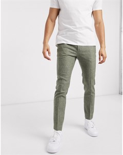 Зеленые супероблегающие строгие брюки с принтом гусиная лапка Asos design