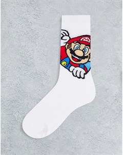 Белые носки с принтом Super Mario Asos design