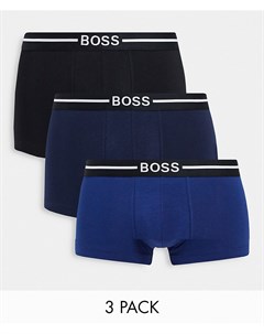 Набор из 3 боксеров брифов из органического хлопка черного серого и темно синего цвета BOSS Boss bodywear