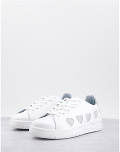 Белые кроссовки с серебристыми сердечками Roger Chiara ferragni