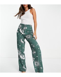 Шалфейно зеленые пижамные брюки из 100 модала с астрологическим принтом ASOS DESIGN Tall Выбирай и К Asos tall
