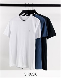 Набор из 3 футболок белого синего и черного цвета Allsaints