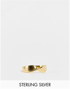 Кольцо из стерлингового серебра с покрытием из 14 каратного золота с перекрученным дизайном Asos design