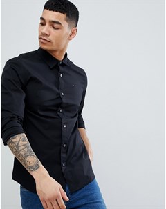 Черная эластичная приталенная рубашка Tommy jeans
