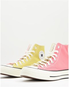 Высокие кроссовки розового и желтого цветов Chuck 70 Hi Converse