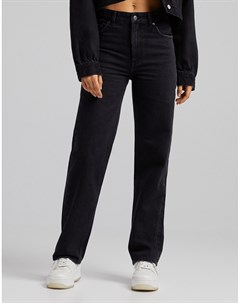 Черные джинсы в винтажном стиле с завышенной талией Bershka