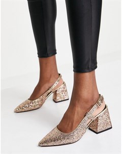 Туфли на среднем каблуке с ремешком через пятку с дизайном в блестках Sydney Asos design