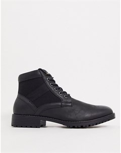 Черные ботинки из искусственной кожи на шнуровке Asos design