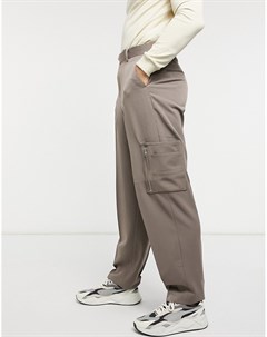Узкие строгие брюки коричневого цвета с завышенной талией и карманом карго Asos design