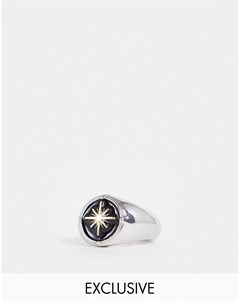 Серебристое кольцо печатка со звездой Inspired Reclaimed vintage