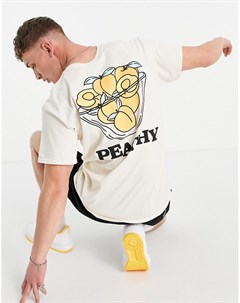 Бежевая футболка с принтом Peachy New love club