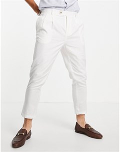 Белые льняные брюки со складками от комплекта Gianni feraud