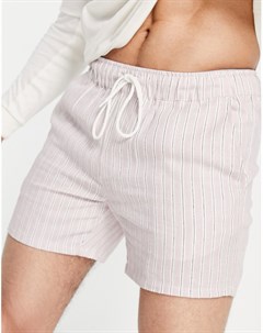 Узкие короткие шорты из льна в розовую полоску Asos design