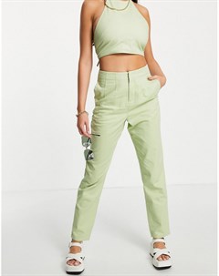 Узкие брюки галифе яблочно зеленого цвета от комплекта Asos design