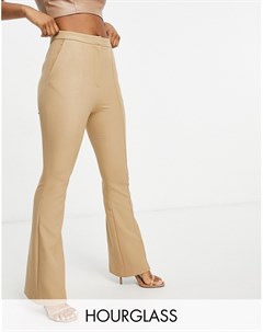 Узкие расклешенные брюки бежевого цвета со швами Hourglass Asos design
