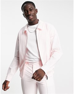 Розовая строгая куртка харрингтон из жатого хлопка от комплекта Asos design