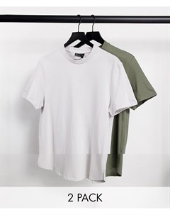 Комплект из 2 длинных футболок с разрезами Asos design
