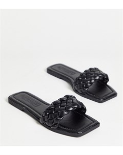 Черные шлепанцы для широкой стопы с квадратным носком Truffle collection