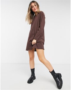 Платье футболка в стиле oversized шоколадного цвета с длинными рукавами Asos design