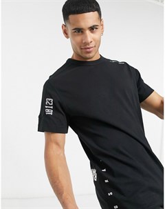 Черная футболка с принтом на рукаве G-star