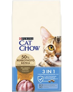 Сухой корм Feline 3 in 1 с индейкой для взрослых кошек 7 кг Индейка Cat chow