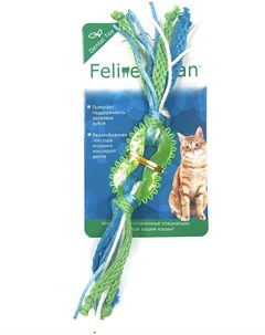 Игрушка Feline Clean Dental Колечко прорезыватель с лентами резина для кошек 9 х 15 см Aromadog