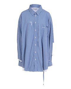Голубая полосатая рубашка с разрезами Balenciaga