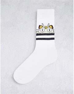 Белые спортивные носки с рисунком покемона Мяута Asos design