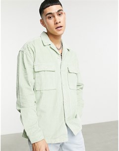 Пастельно зеленая oversized рубашка из плотного вельвета в стиле 90 х Asos design