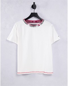 Белая классическая футболка с короткими рукавами в стиле ретро Tommy hilfiger