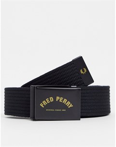 Черно золотистый тканый ремень с логотипом Fred perry