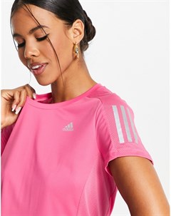 Розовая футболка с тремя полосками adidas Running Adidas performance