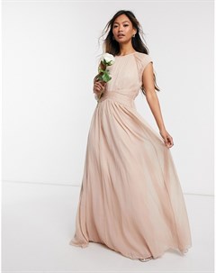 Платье макси со сборками на лифе и короткими рукавами Bridesmaid Asos design