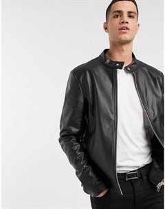 Черная куртка из искусственной кожи Asos design