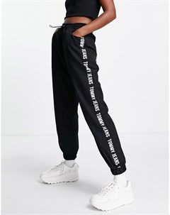 Черные джоггеры с логотипом на лампасах Tommy jeans