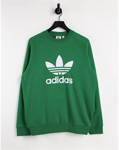 Зеленый свитшот с большим логотипом трилистником adicolor Adidas originals