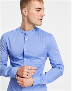 Голубая облегающая рубашка с воротником на пуговице Asos design