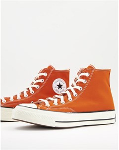 Красно оранжевые высокие кроссовки Chuck 70 Converse
